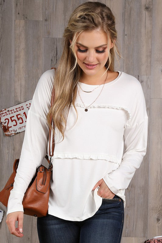 The Ruffled Tiered Top in Off-White