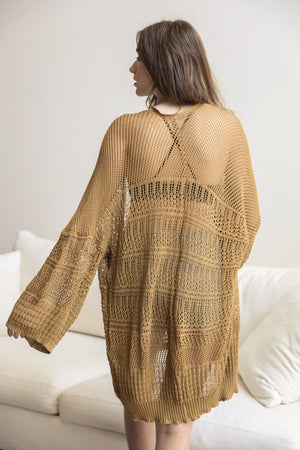 Kennedy Knit Netted Cardi in Moss, Bronze, Cream & Black