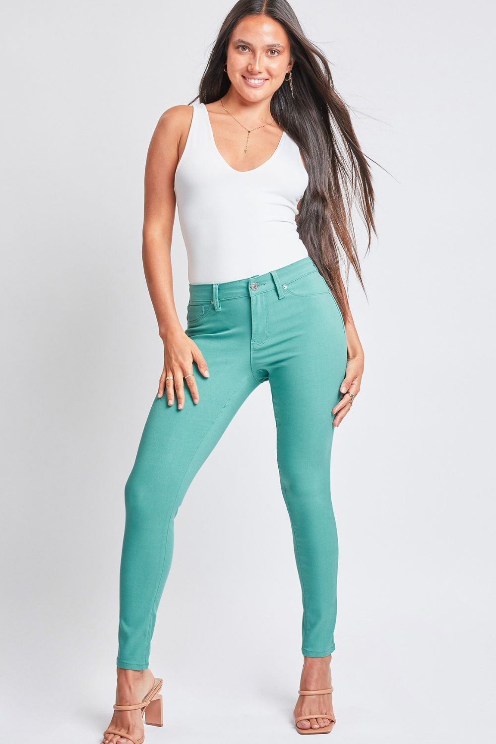 Blisse Hyperstretch Mid-Rise Skinny Pants in Sea Green