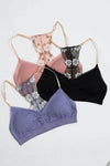 Fabulous Floral Lattice Bralette in Periwinkle, Black & Pink