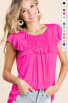 Jazzy Jersey Top With Ruffles in Fuchsia