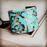Wander About Genuine Leather Cuff Bracelet in Turquoise