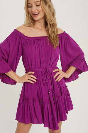 The Boho Ruffled Dress in Orchid
