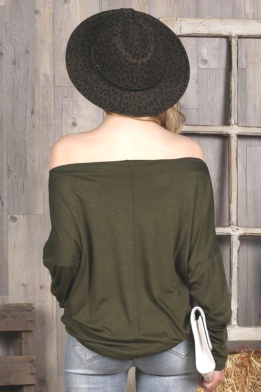 The Cassie Casual One Shoulder Top in Olive