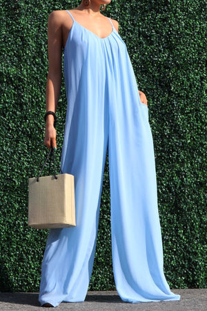 Go With The Flow Jumpsuit in Blue
