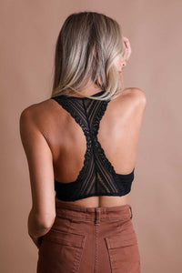 Skylar Seamless Front Lace Racerback Bralette in Black, Roseclay, Beig –  For She Is Beautiful