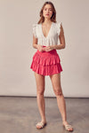 Tiana Smocked, Ruffled Mini Skirt with Shorts in Paradise Pink