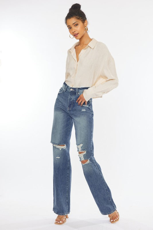 90s Ultra High Rise Flare Jeans in Medium Wash