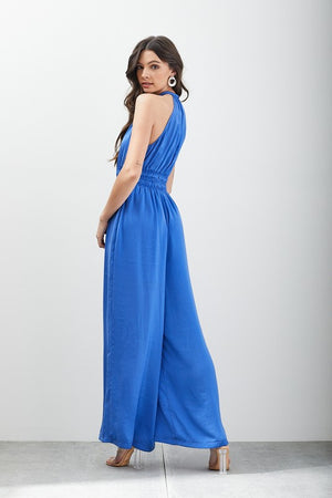 High Society High Neck Jumpsuit in Capri Blue