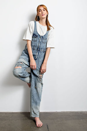 Vintage Style Washed Overalls/Jumpsuit