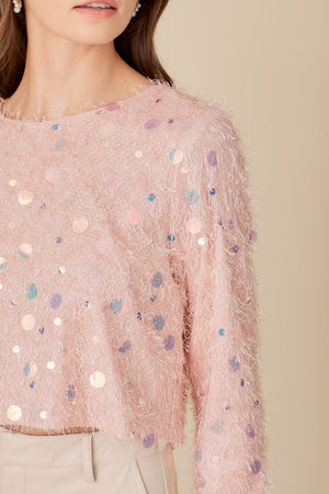 Shim Shimmery Trim Sweater in Baby Pink