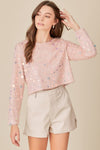 Shim Shimmery Trim Sweater in Baby Pink