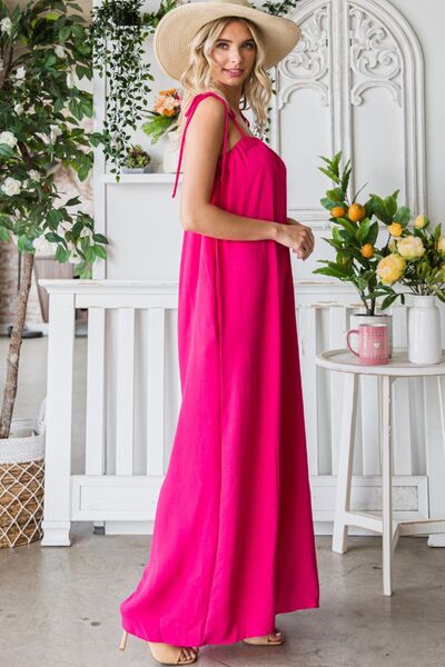 Gigi Wide Leg Jumpsuit with Pockets in Fuchsia