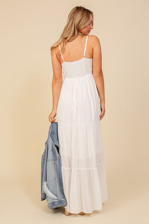 Bronte Boho Lace Top Maxi Dress  in White
