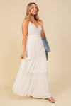 Bronte Boho Lace Top Maxi Dress  in White