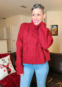 The Classic Cable Knit Sweater in Cranberry