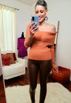 Fall For Me One Shoulder Knit Top in Rust