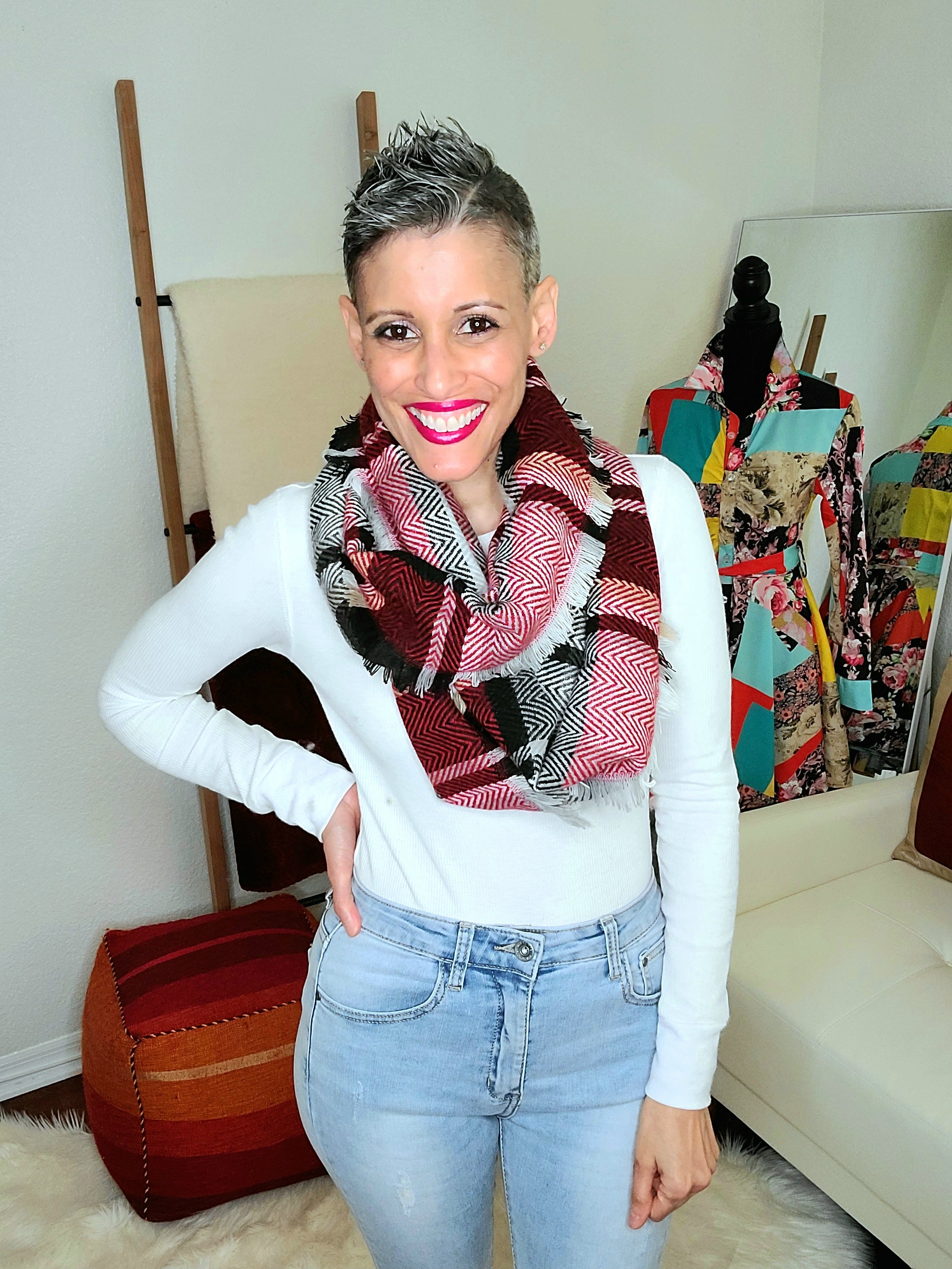 The Izzy Infinity Scarf in Red
