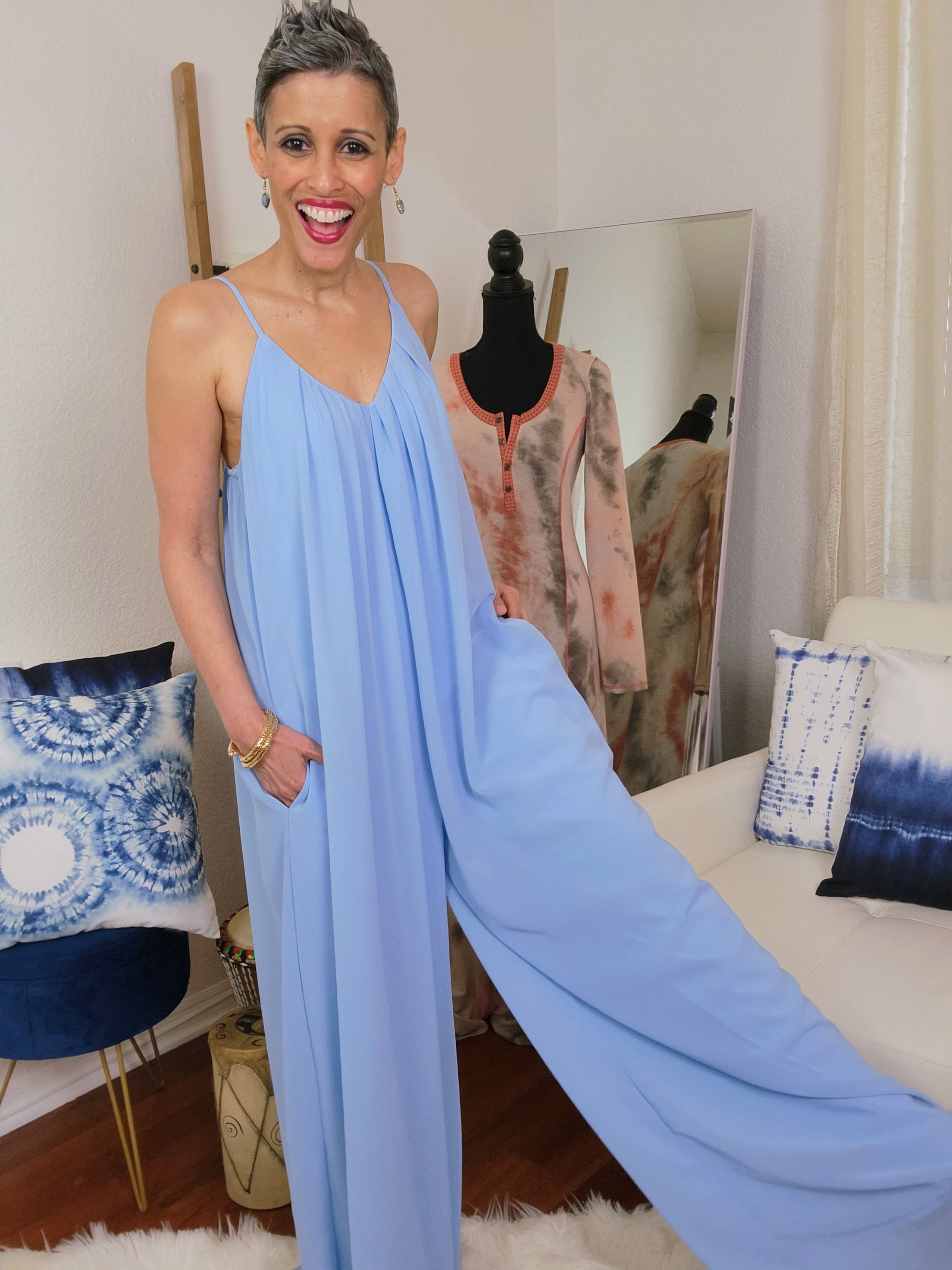 Go With The Flow Jumpsuit in Blue