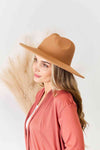 Marcela Flat Brim Fedora Hat in Tan