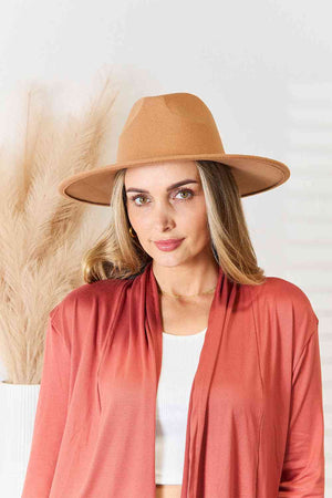 Marcela Flat Brim Fedora Hat in Tan