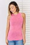 Emerson Ribbed Washed Tank in Fuchsia