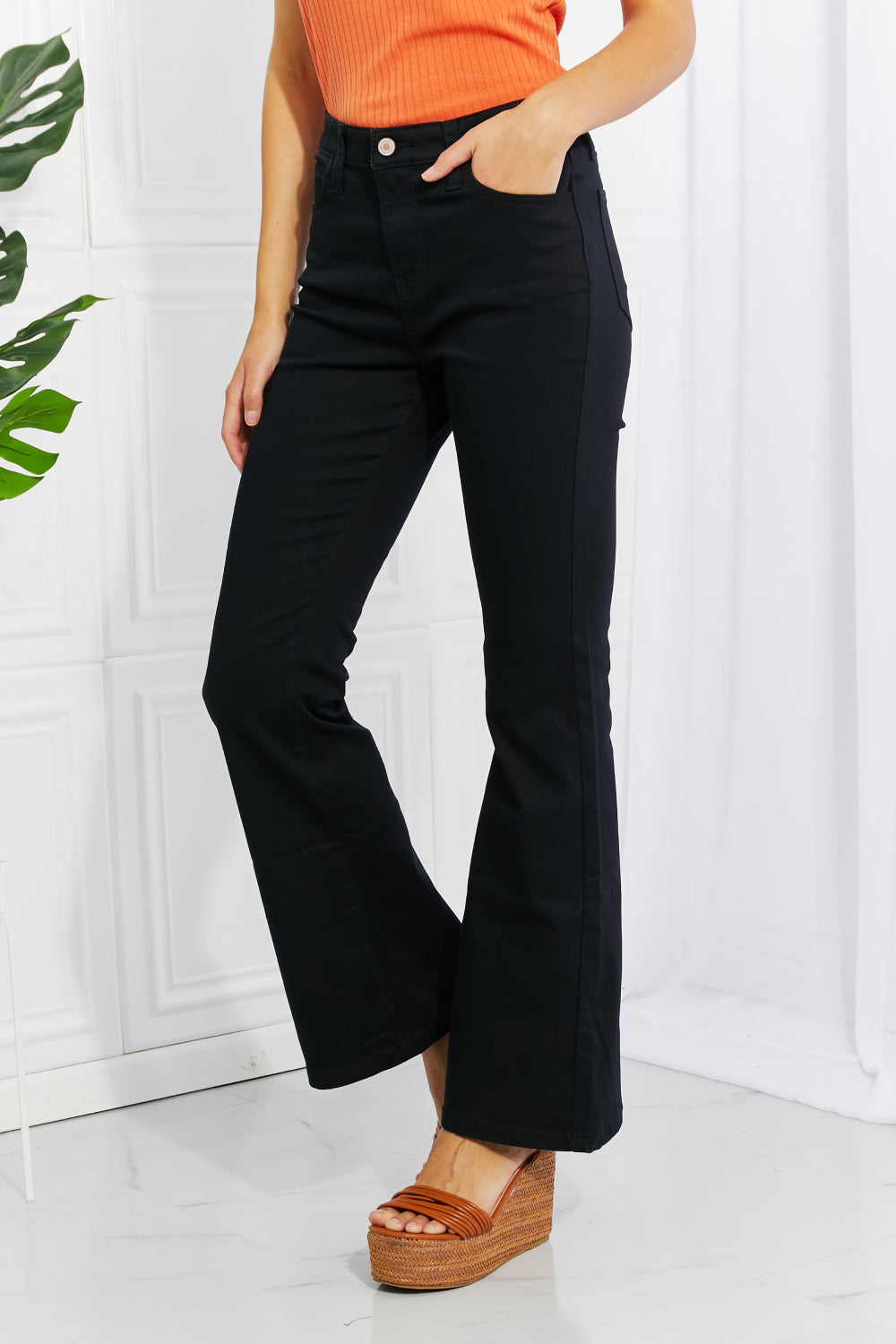 Clementine High-Rise Bootcut Jeans in Black