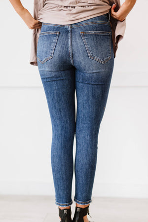 The Amira Distressed Skinny Jeans in Dark Wash