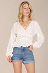 Lovely Lattice Peplum Top in Ivory