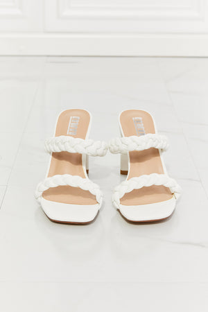 In Love Double Braided Block Heel Sandal in White
