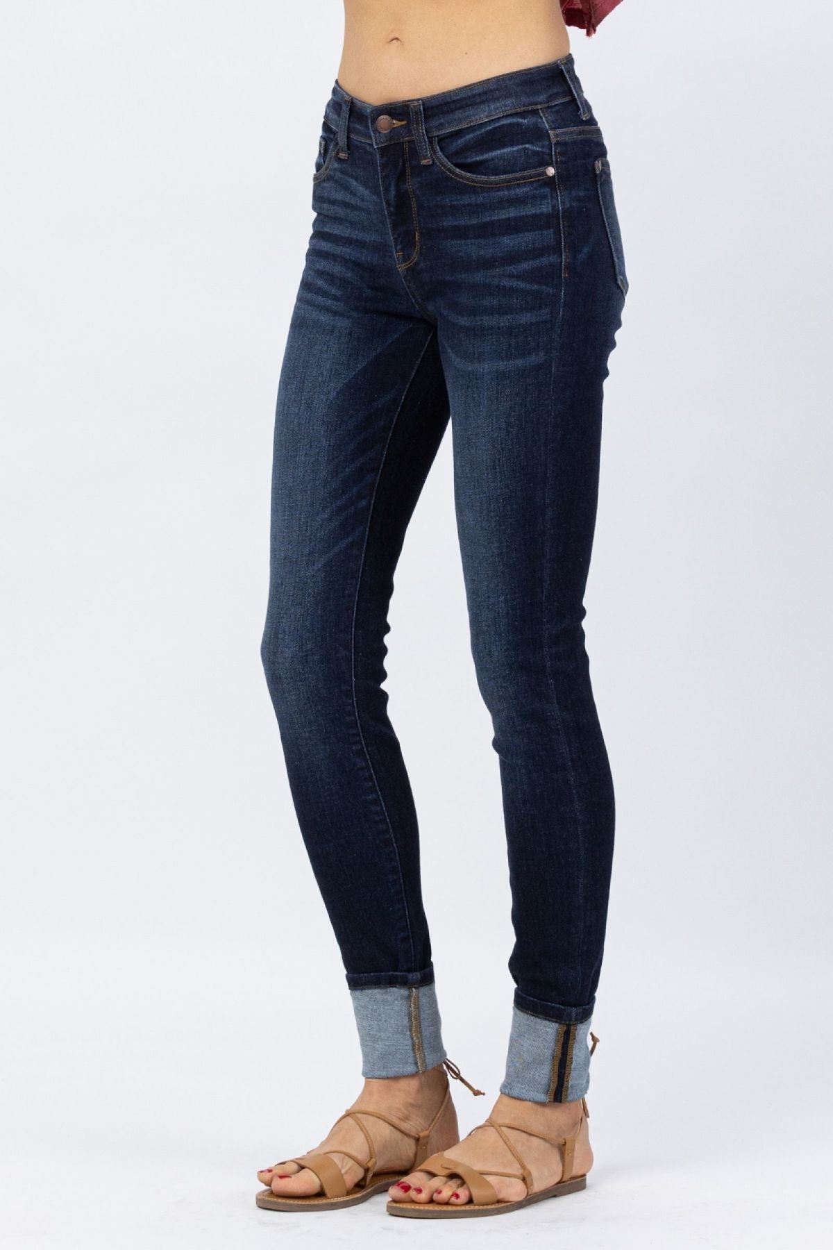 Blue Cuffed Skinny Jeans