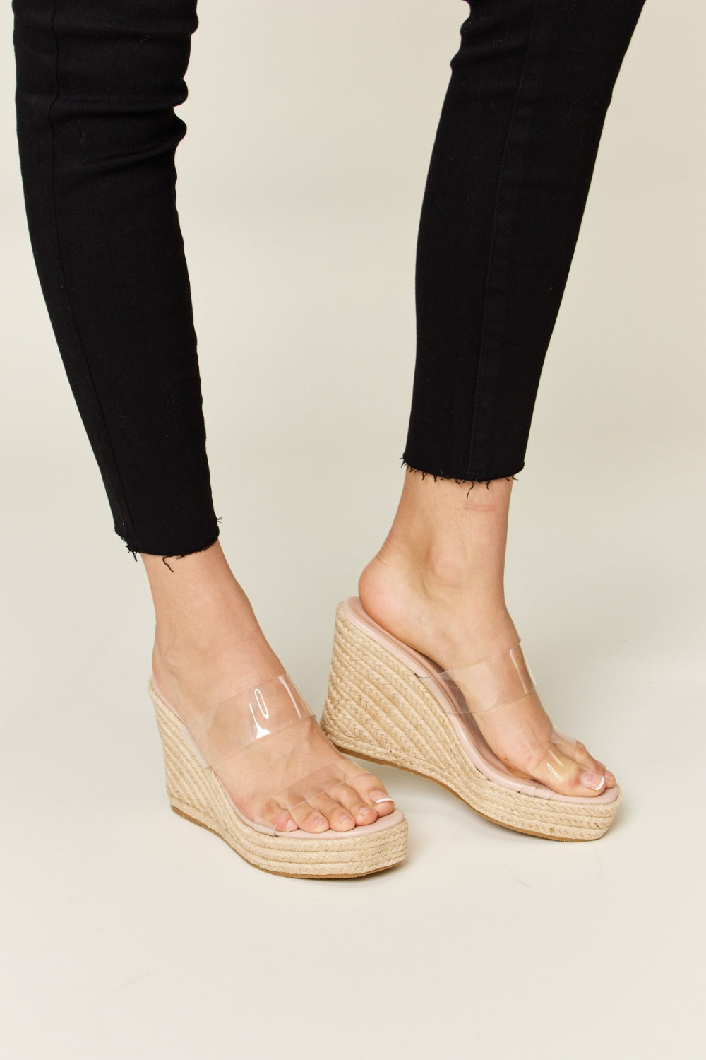 Pippa Clear Strap Espadrille Wedge Sandals