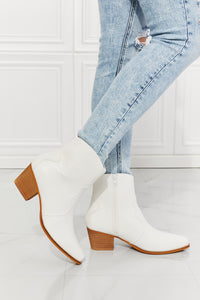 Watertower Town Faux Leather Western Ankle Boots in White