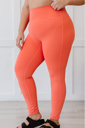 On Your Mark High Waisted Active Leggings in Deep Coral