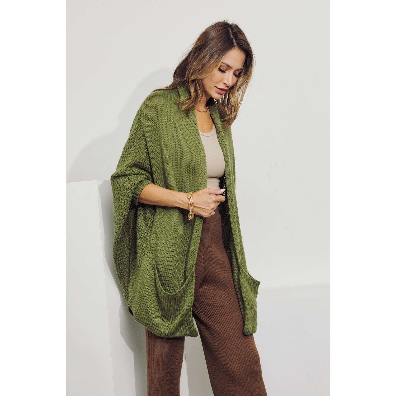 The Anya Cocoon Cardi in Olive