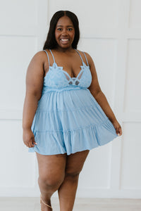 Cross My Heart Lace Cami Tunic in Spring Blue
