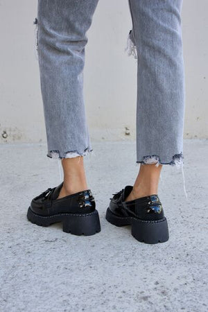 Emilia Tassel Chunky Loafers in Black