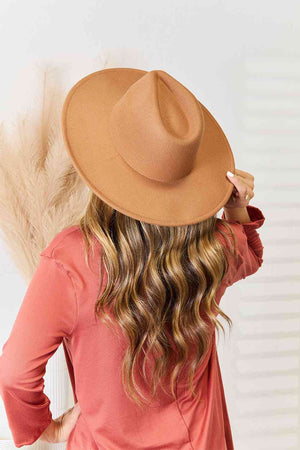 Marcela Flat Brim Fedora Hat in Tan