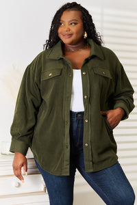 Comfy Cozy Shacket in Army Green