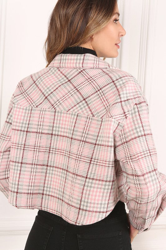 Pink Perfection Cropped Plaid jacket