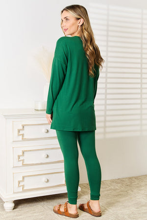 Lillian Top and Leggings Set in Dark Green