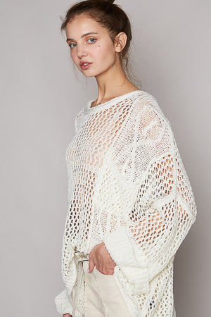 Helene Openwork Knit Cover Up in Pure White