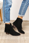 Wild West Fringe Cowboy Ankle Boots in Black