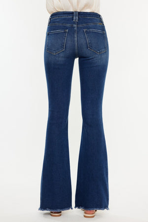 Alora Raw Hem Flare Jeans in Dark Wash