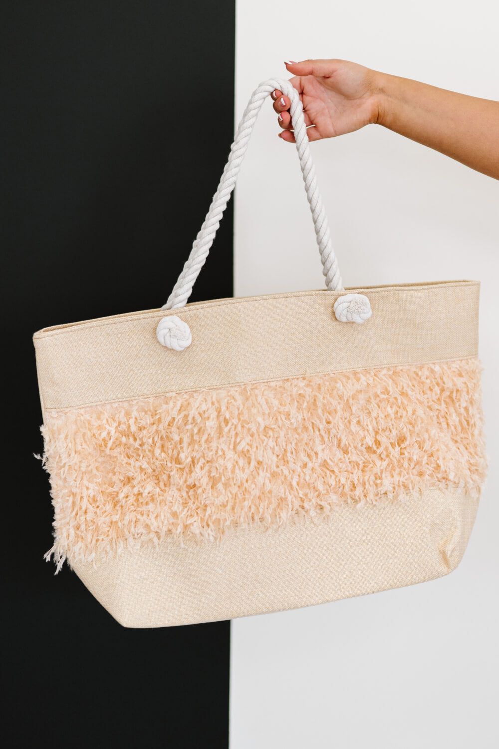 The Feathered Tote Bag in Blush