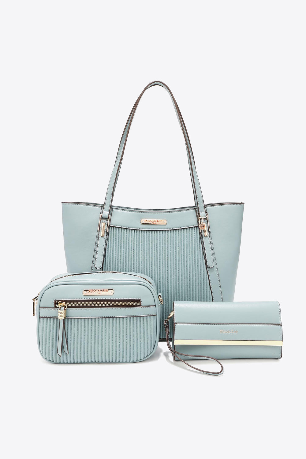 Feeling Right Handbag Set in Cream, Light Gray, & Dusty Blue