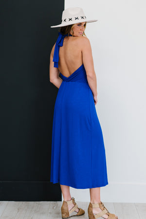 Limitless Options Multiway Convertible Dress in Toffee & Royal Blue