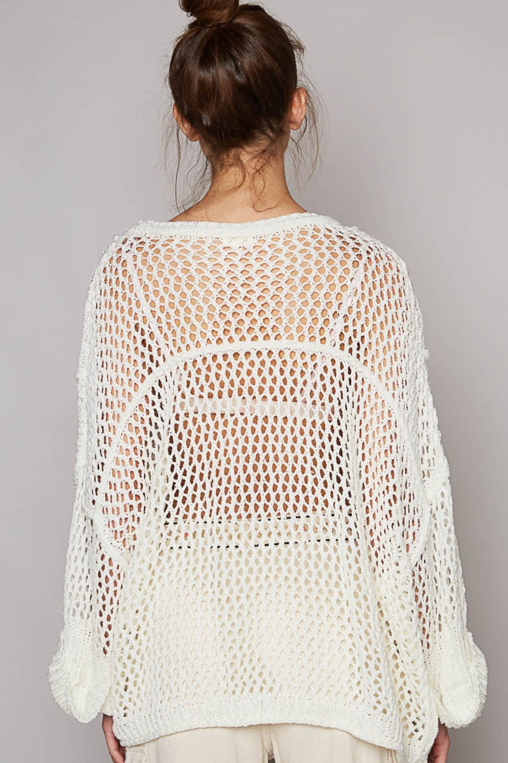 Helene Openwork Knit Cover Up in Pure White