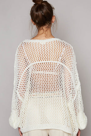 Helene Openwork Knit Cover Up in Pure White