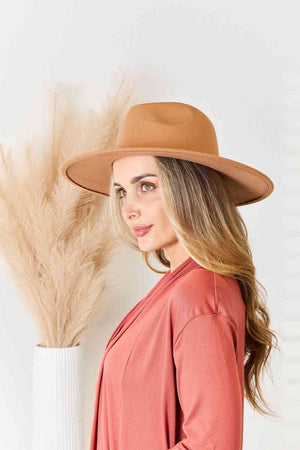 Marcela Flat Brim Fedora Hat in Tan